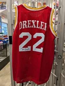 Houston Rockets Clyde Drexler Signed Red Custom Jersey #22 SZ XL JSA COA BUF - Picture 1 of 4