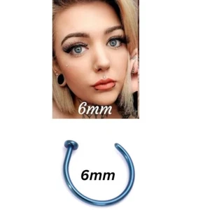 6 mm blauer Nasenring Chirurgenstahl Reifen Lippenringe kleines dünnes Körperpiercing. - Bild 1 von 6