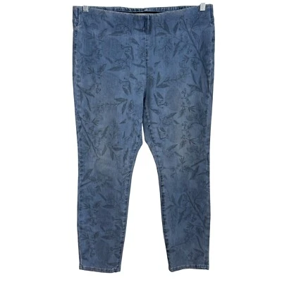 Soft Surroundings Floral Print Denim Jeggings Pull On Pants PL - Image 1 of 4