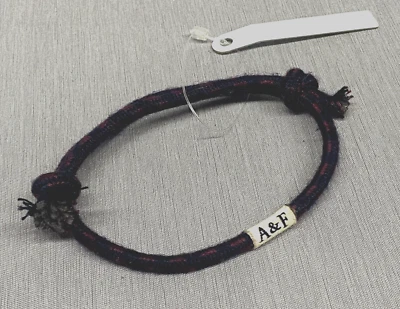 ABERCROMBIE & FITCH Burgundy 蓝色面料可调节手链 — 第 1/4 张图片