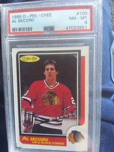 1986-87  O-pee-chee #100  Al Secord PSA 8, Very Hard Card To Get ! - Picture 1 of 1