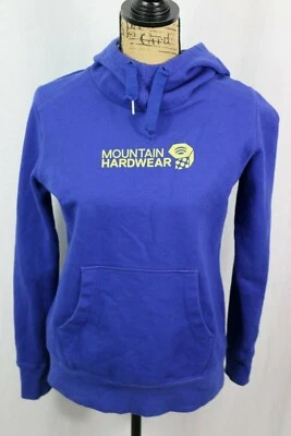 Women's M Mountain Hardwear Logo Hoodie Poly/Cotton Blue Pullover Sweatshirt - Image 1 of 4