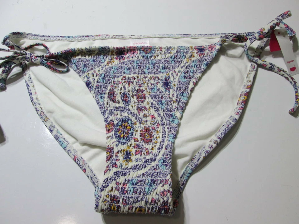 Xhilaration Mujeres Talla XL Parte Inferior de Bikini Blanco Multi Hipster Paisley Corbata Traje de Baño Foto 1 de 4