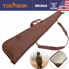 TORUBON 54inch Leather Shotgun Carrying Case Gun Slip Storage Fleece Lined Bag