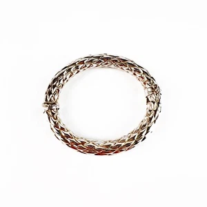 Brazalete unisex italiano de plata de ley tejido con patrón de diamantes con bisagras - Imagen 1 de 6