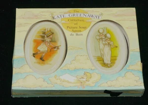VINTAGE KATE GREENAWAY DECORATED PICTURE SOAP UNUSED IN BOX, 2 BARS - Picture 1 of 5