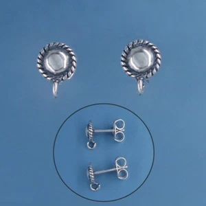 2 pendientes redondos cúpula de plata de ley oxidada de 5,8 mm con lazos abiertos #33586 - Imagen 1 de 5
