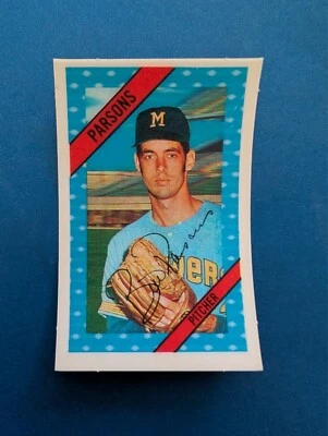 1972 Kellogg's 3-D Super Stars #05 Bill Parsons Milwaukee Brewers NM  No Cracks! - Image 1 of 2
