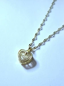 Gold Plated Cubic Zirconia Inlaid Heart Necklace (#161) - Picture 1 of 3