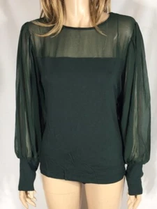 Damenbluse neu mit Etikett Vince Camuto Langarm dunkelgrün Freizeit Größe XL - Bild 1 von 7