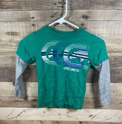 Ecko Unltd. Camiseta clásica de algodón de manga larga con logotipo gris verde para niños (5) Foto 1 de 3