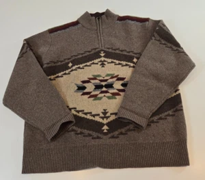 Pendleton Cardigan Sweater Men's XL Gray Western Aztec Graphic Lambs Wool QZ - Picture 1 of 13