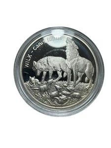 1999 Poland Proof Silver Coin 20zl Animals of The World Wolf, Milky - Picture 1 of 2
