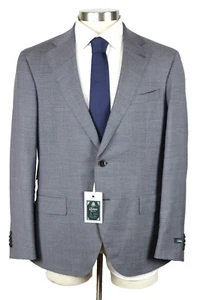 $1695 Lubiam Suit 44 R (54 Eu) Mens Grey Blue Check Wool Slim Fit Two Button NWT - Picture 1 of 13