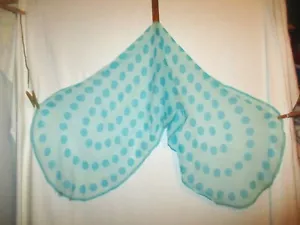Vintage Vera Neumann Turquoise Blue Polka Dot Silk Crepe Sash Scarf Ladybug - Picture 1 of 3