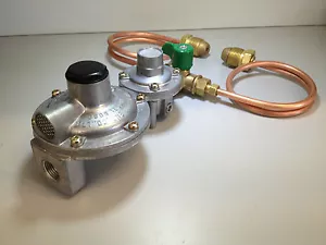LPG REGULATOR KIT TWIN STAGE 250MJ SUIT CARAVAN AND HOME USE - Picture 1 of 12