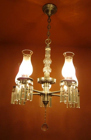 Vintage Lighting 1940s pewter crystal chandelier Cover