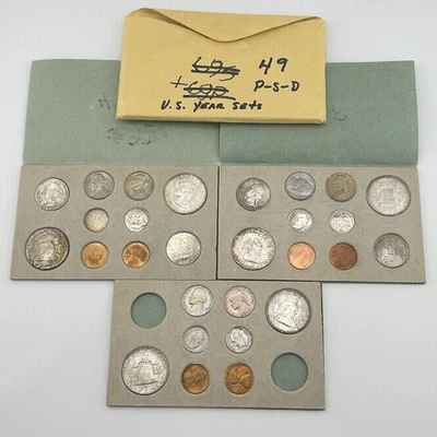 1949-P/D/S U.S. Mint Set in Original Envelope with 90% Silver Coins ~Complete - Image 1 of 4