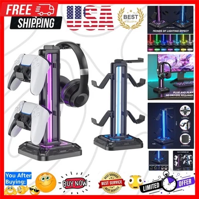 Versátil Soporte para Auriculares para Juegos RGB con 9 Modos de Color y Diseño de Fácil Montaje Foto 1 de 4
