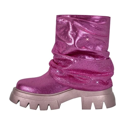 Botines para mujer rosa brillante brillo US14 Foto 1 de 4