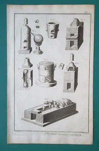 CHEMISTRY Furnaces Tubs Vats Distilling Wine Beer - 1763 Diderot Print - Picture 1 of 1