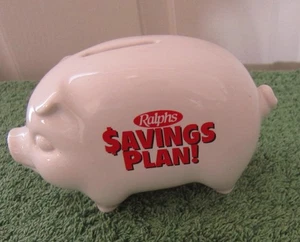 VINTAGE RALPH'S GROCERY STORE MARKET ADVERTISING PIGGY BANK-PROMO - Picture 1 of 3