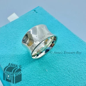 Tiffany & Co. 925 Silber 1837 breiter konkaver Ring Band Gr. 9 (Beutel) - Bild 1 von 8
