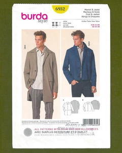 Men's Classic Coat or Jacket  Sewing Pattern ~ 2 Styles (Sizes 34-50) Burda 6932 - Picture 1 of 4