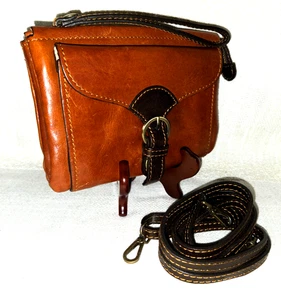 Firenze Made in Italy echt braun Leder Gürteltasche Bauchtasche Crossbody - Bild 1 von 15