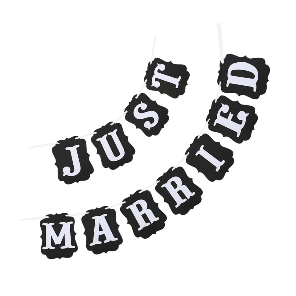 JUST MARRIED Paper Bunting Banner Wedding Party Favors - Image 1 of 4