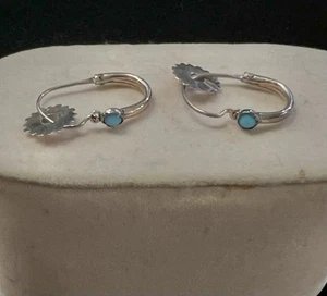 Antike viktorianische Ohrringe 10 Karat Gold & persischer Türkis 0,75 Zoll 0,89 g - Bild 1 von 7