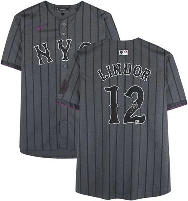 Camiseta deportiva Nike City Connect limitada negra firmada por Francisco Lindor de los New York Mets Foto 1 de 4