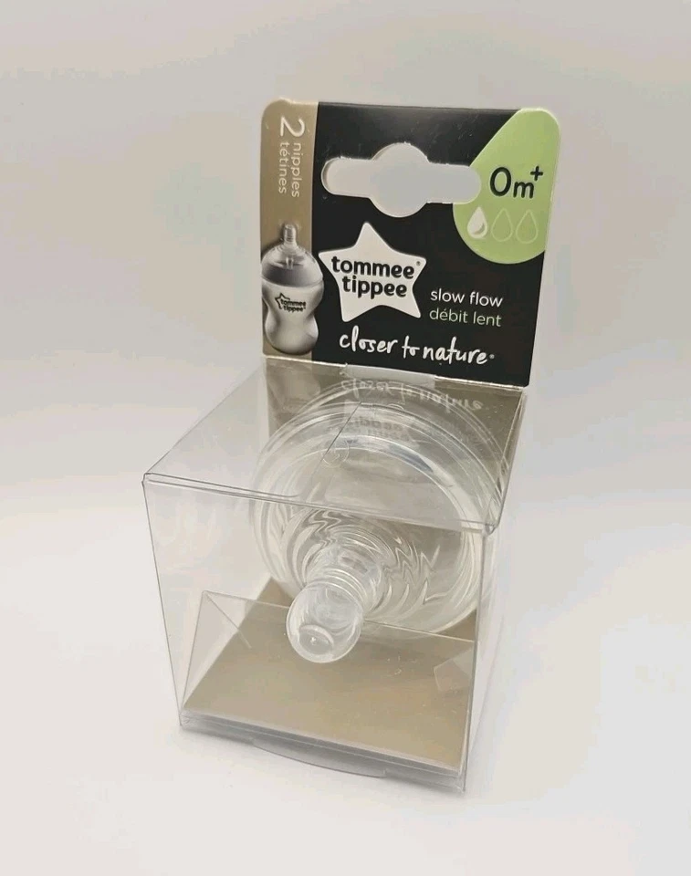 Pezones Tommee Tippee, flujo lento, 2 unidades sin BPA durante 0+ meses TOTALMENTE NUEVOS  Foto 1 de 2