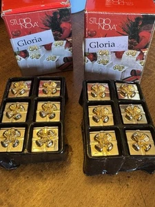 GODINGER STUDIO NOVA 12 SILVER/ GOLD TONE PLACE ARD HOLDERS MINI PACKAGE SHSPE - Picture 1 of 6
