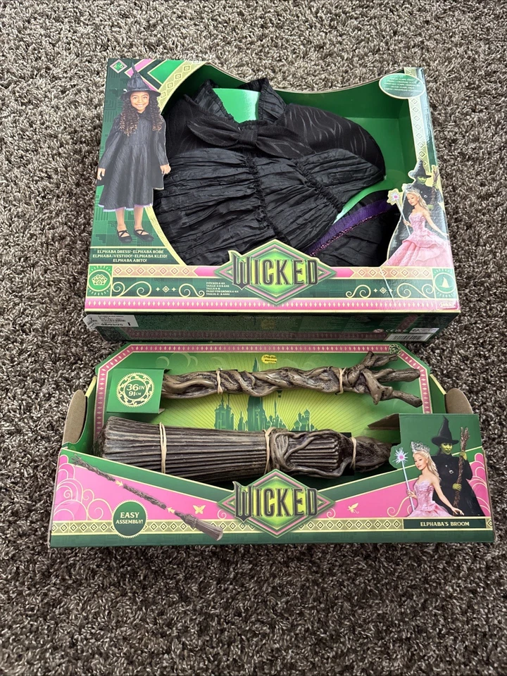 * Wicked Elphaba Black Dress Hat & Cape Costume/Dress Up Set Size 4-6x *