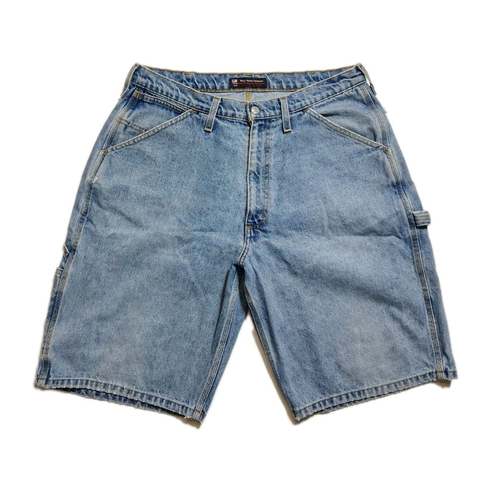Vintage Y2K Polo Jeans Company Denim Painter Jean Shorts Jorts Sz 32 Baggy - Image 1 of 4