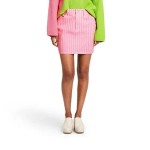 Women's Pinstripe High-Rise Mini Jean Skirt - Victor Glemaud x Target Pink 2 - Picture 1 of 1