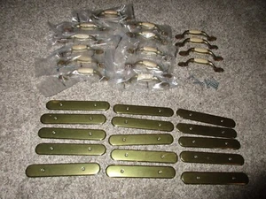 15 New Vintage Cabinet Drawer Handles Pulls Brass Almond with Back Plates - Picture 1 of 2