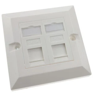 RJ45 Gesicht Platte Wand Steckdosen Cat5E Doppel 2 Port Mit Eckpfeiler Buchsen - Bild 1 von 4
