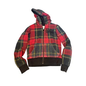 VTG Y2K BILABONG WOMEN JUNIOR M RED PLAID SHERPA LINED HOODIE/JACKET/SWEATSHIRT - Picture 1 of 6