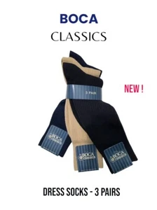 Paquete de 3 calcetines de vestir Boca Classics para hombre variedad estilo costilla - ¡Nuevos! - Imagen 1 de 2