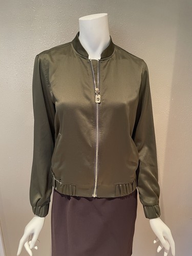 Giacca con cerniera oro verde esercito Michael Kors taglia XS