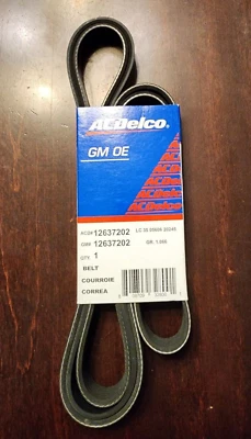 Correa de ventilador de transmisión GM Serpentine 12637202 88-20 Buick Cadillac Chevrolet GMC OEM NUEVO Foto 1 de 3