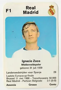 1970 - Tarjeta de fútbol holandés - Ignacio Zoco - Real Madrid - Imagen 1 de 2