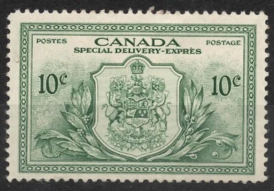 SGS15 Sn:#E11 1946 10c CANADÁ Armas de Canadá Rey Jorge VI - Edición Paz MH Foto 1 de 2