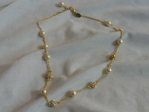 Necklace Nolan Miller Signed Necklace Gold Tone Faux Pearls 19” - Picture 1 of 6