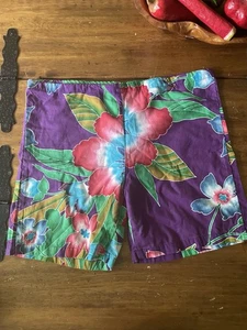 Vintage 80s Original JAMS Shorts Drawstring Size Medium M Floral Hawaiian - Picture 1 of 11