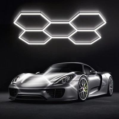 Luces hexagonales de garaje LED súper brillantes 6500K 192W 23040LM nido de abeja hexagonal C... Foto 1 de 4