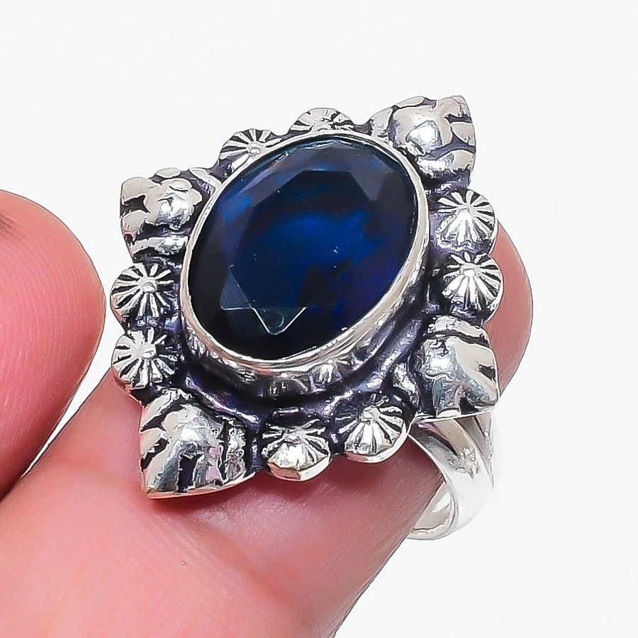 Blue Tanzanite Gemstone 925 Sterling Silver Jewelry All Size Ring For Gift - Image 1 of 1