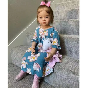 Poupée bébé reborn fini 30 pouces bambin fille cheveux courts corps fait main cadeaux - Photo 1/5